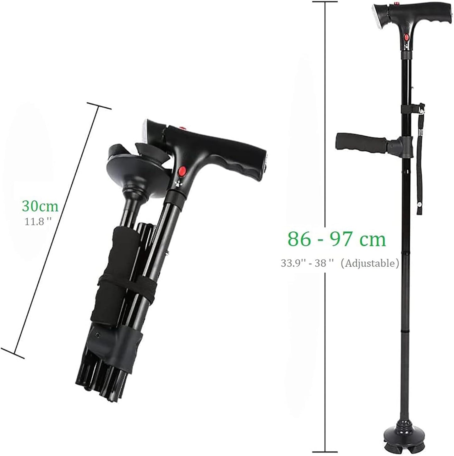 Skorter | Folding cane with LED light, adjustable for arthritis, disabled and seniors