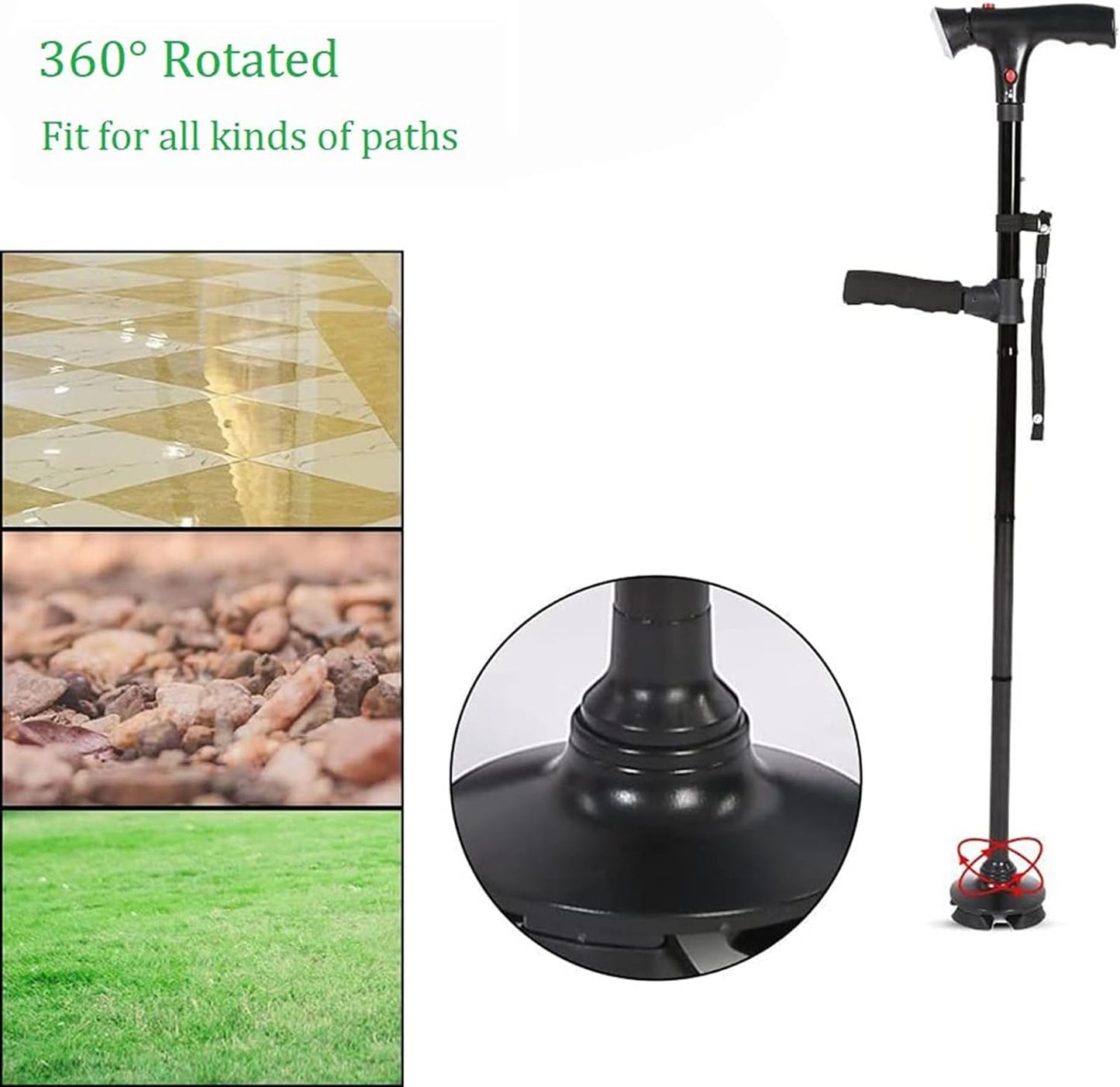 Skorter | Folding cane with LED light, adjustable for arthritis, disabled and seniors