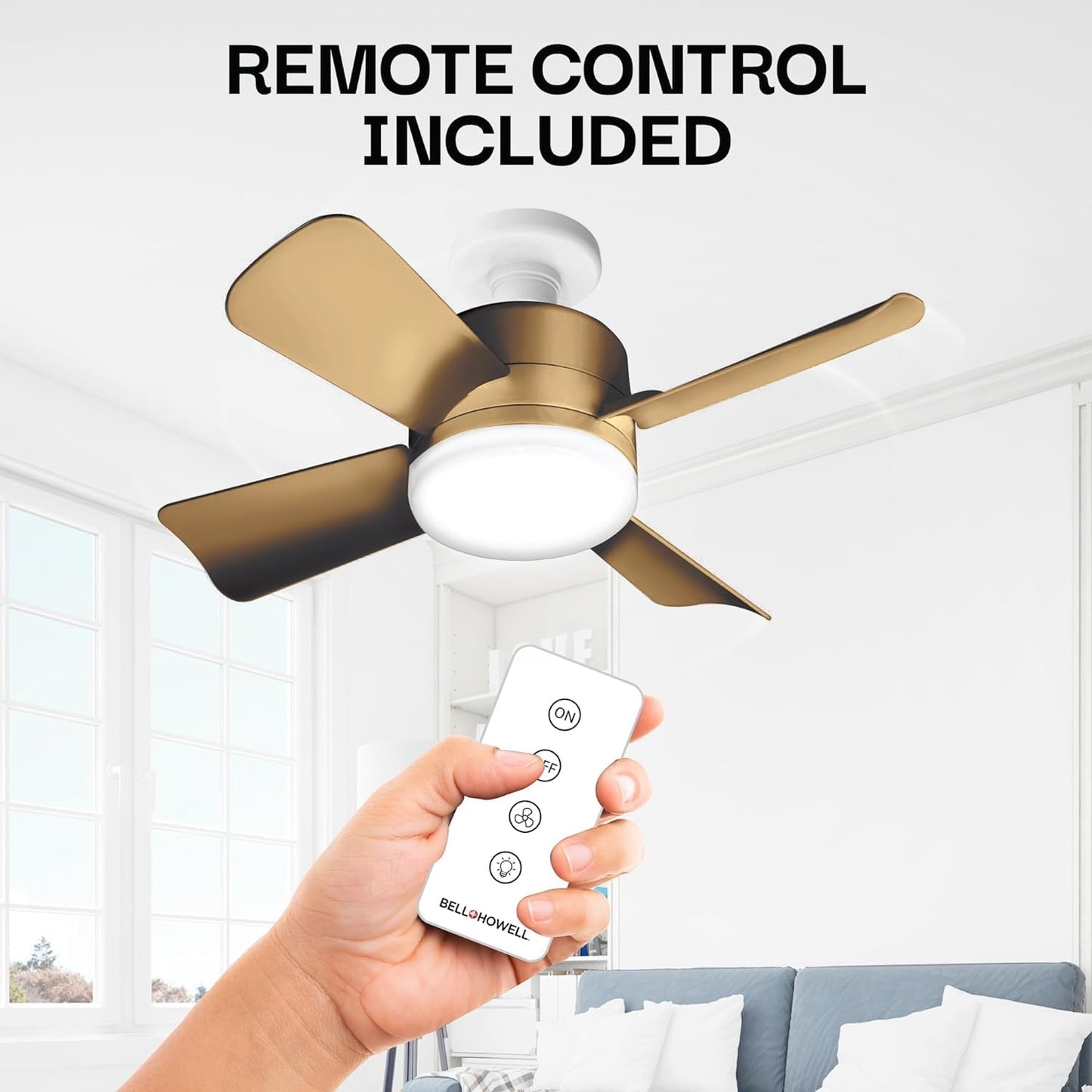 Skorter | Bell+Howell Ceiling Fan with LED Light and Remote Control, Bronze, 1000 Lumens