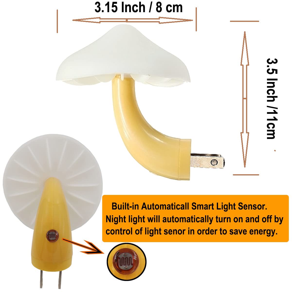 Skorter | Ausaye 4 Pack Mushroom Lamp Led Night Light - Blue Plug-In Night Light for Kids & Adults