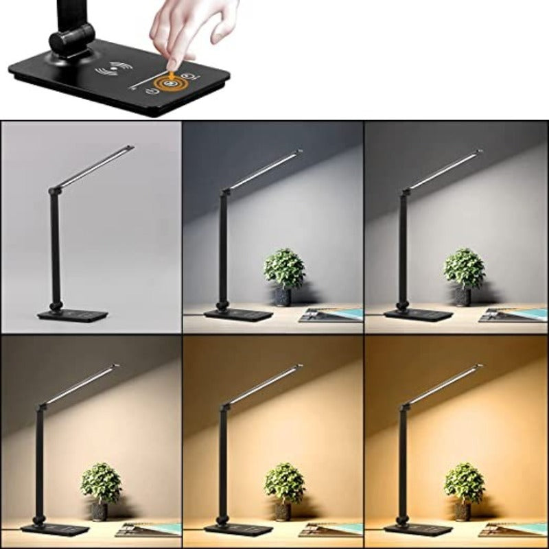 Skorter | LED Desk Lamp - With Wireless Charger and Touch Control - 5 Color Settings & Fully Dimmable Function