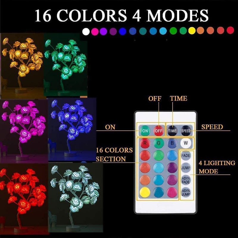 Skorter | Rosewood Night Lamp with Remote Control - 16 Colors Adjustable