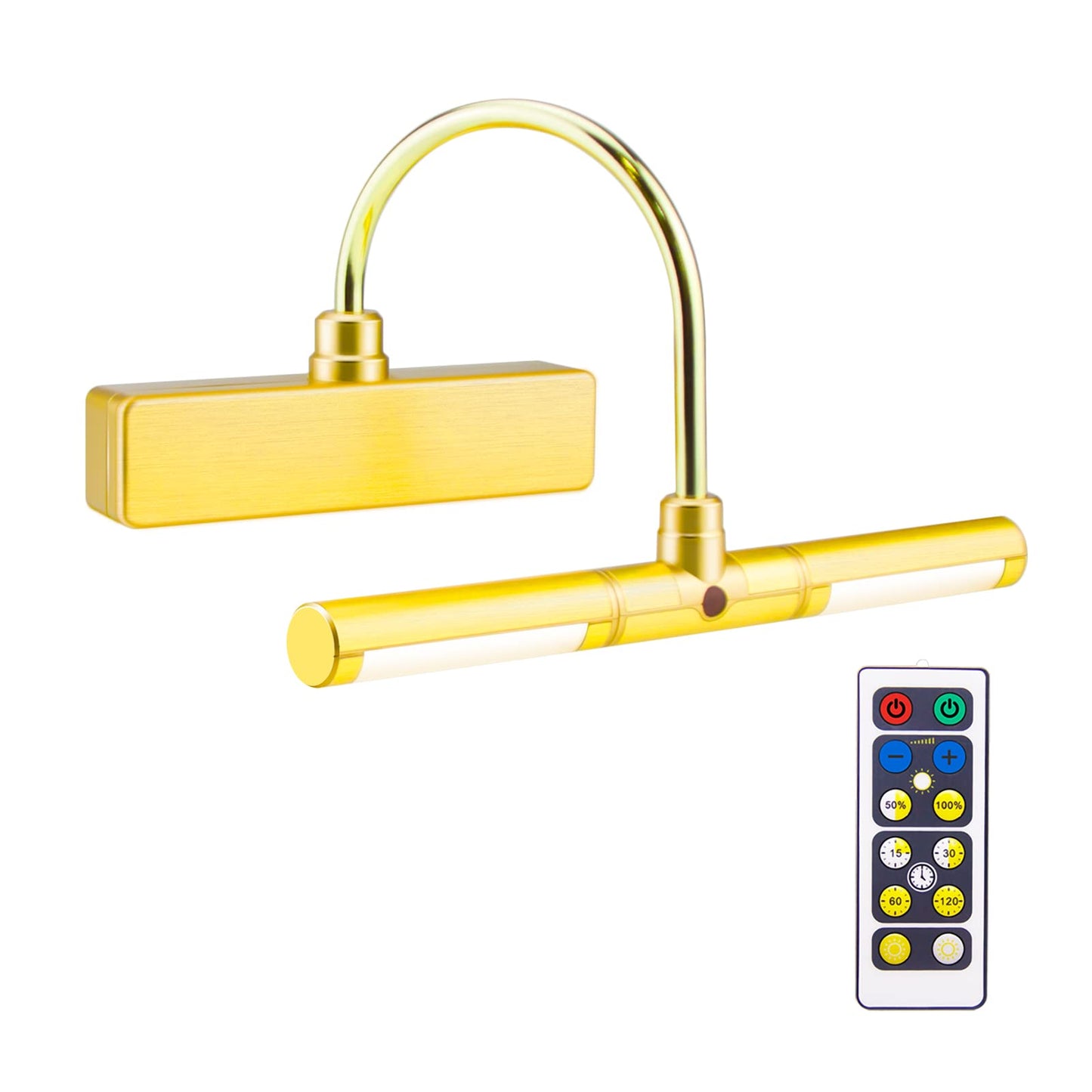 Skorter | Biglight Wireless Led Picture Light With Remote Control, Dimmable, 3 Modes, 8.8", Gold