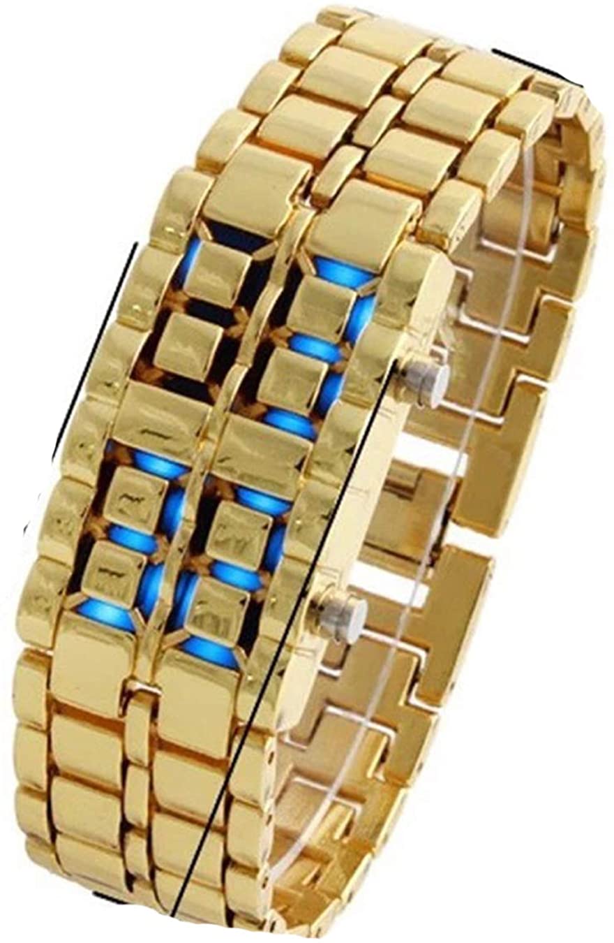 Skorter | Mens Casual Simple Youth Sports Watch Electronic Binary Digital LED Lava Alloy Rectangular Chain Watches