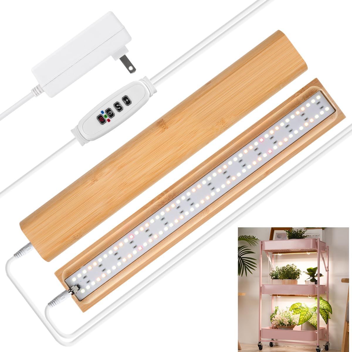 Skorter | Foxgarden® Bamboo Growth Light Strip For Indoor Plants, Full Spectrum 192 Led Light Strong Plant Light With Automatic On/Off Timer 4/8/12H, 10 Dimmable Brightness Levels, 2 Strips With 1 Controller