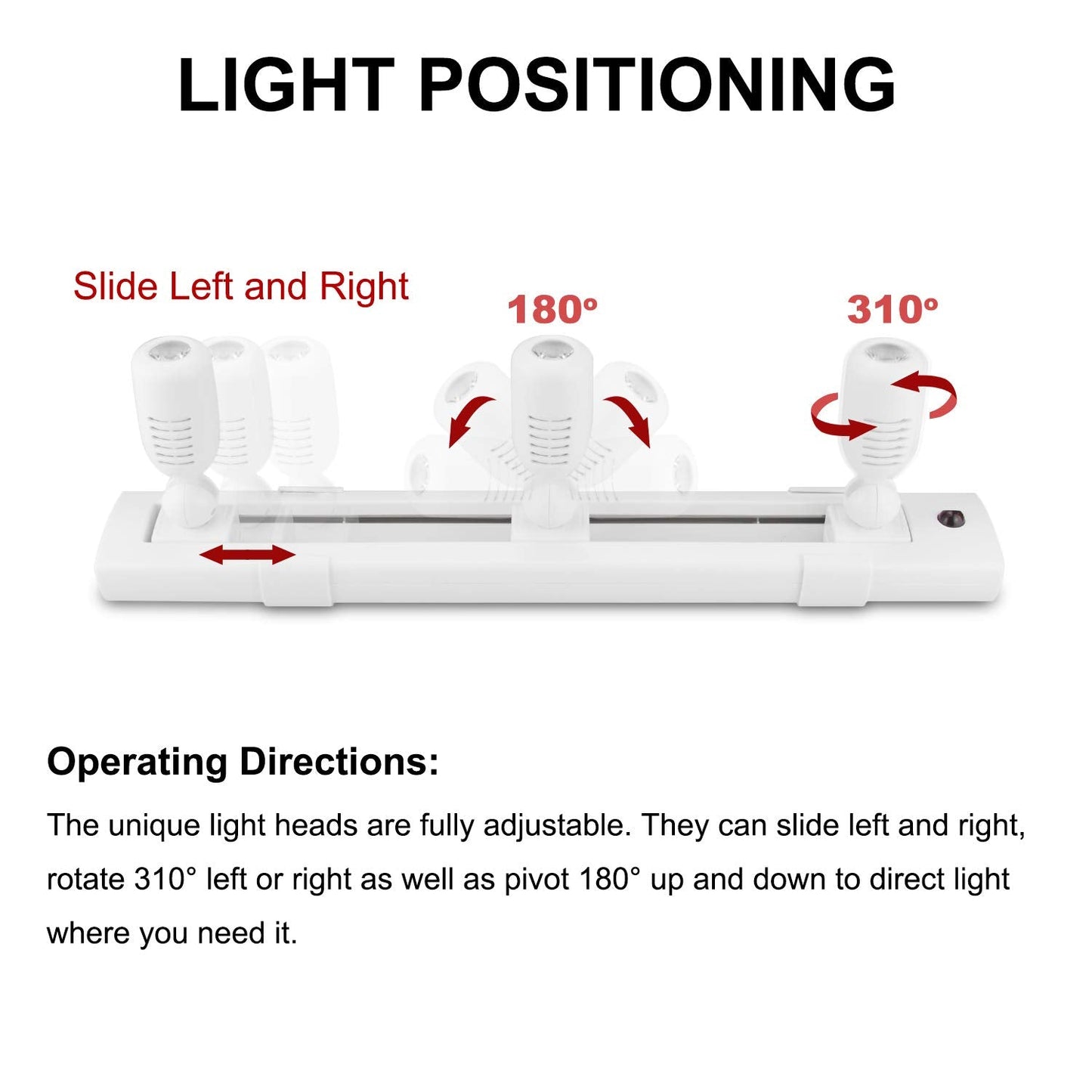 Skorter | Honwell LED Skinner Lighting With 3 Rotatable Heads, Remote Controlled Under Cabinet Accent Lights