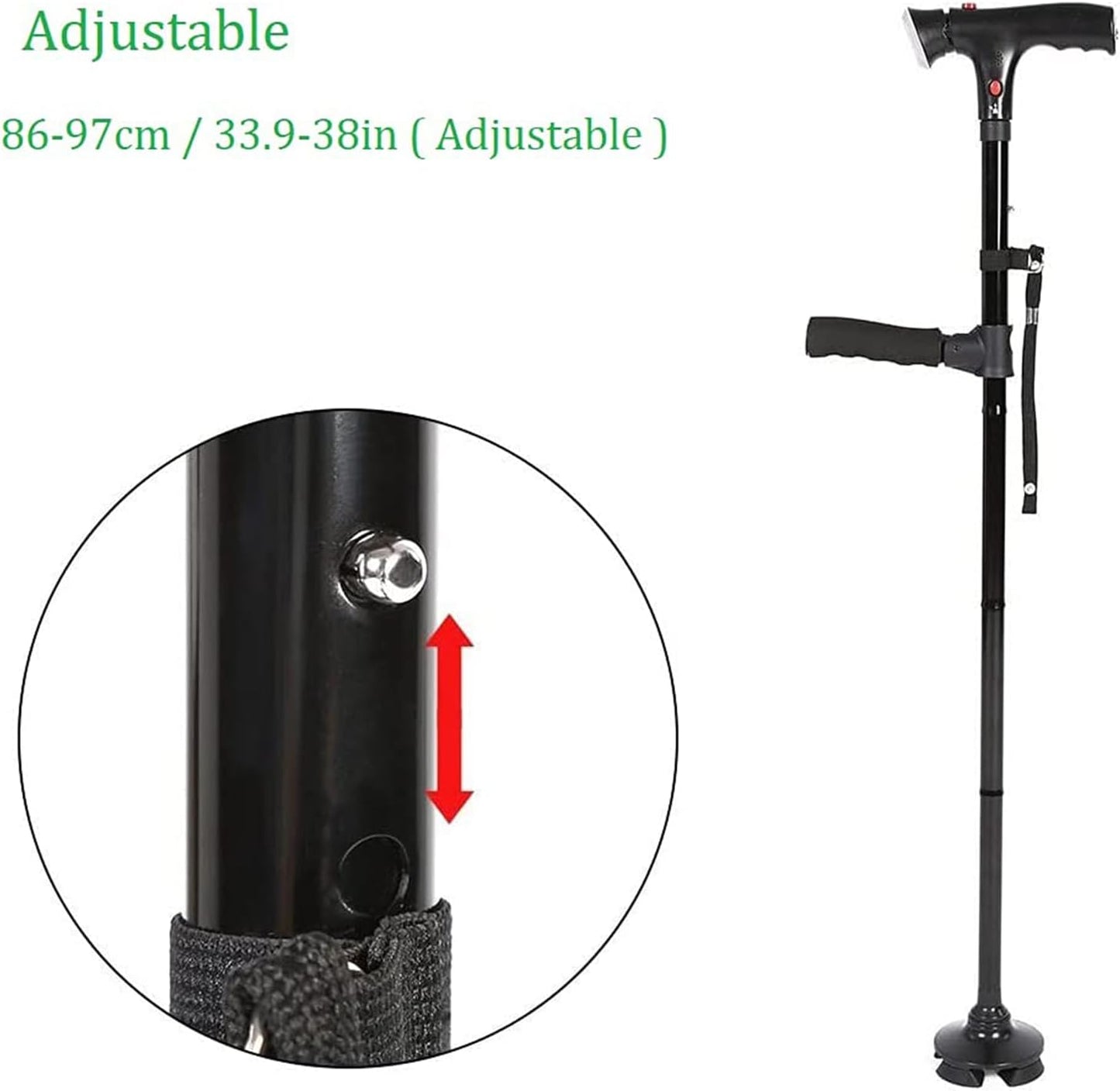 Skorter | Folding cane with LED light, adjustable for arthritis, disabled and seniors