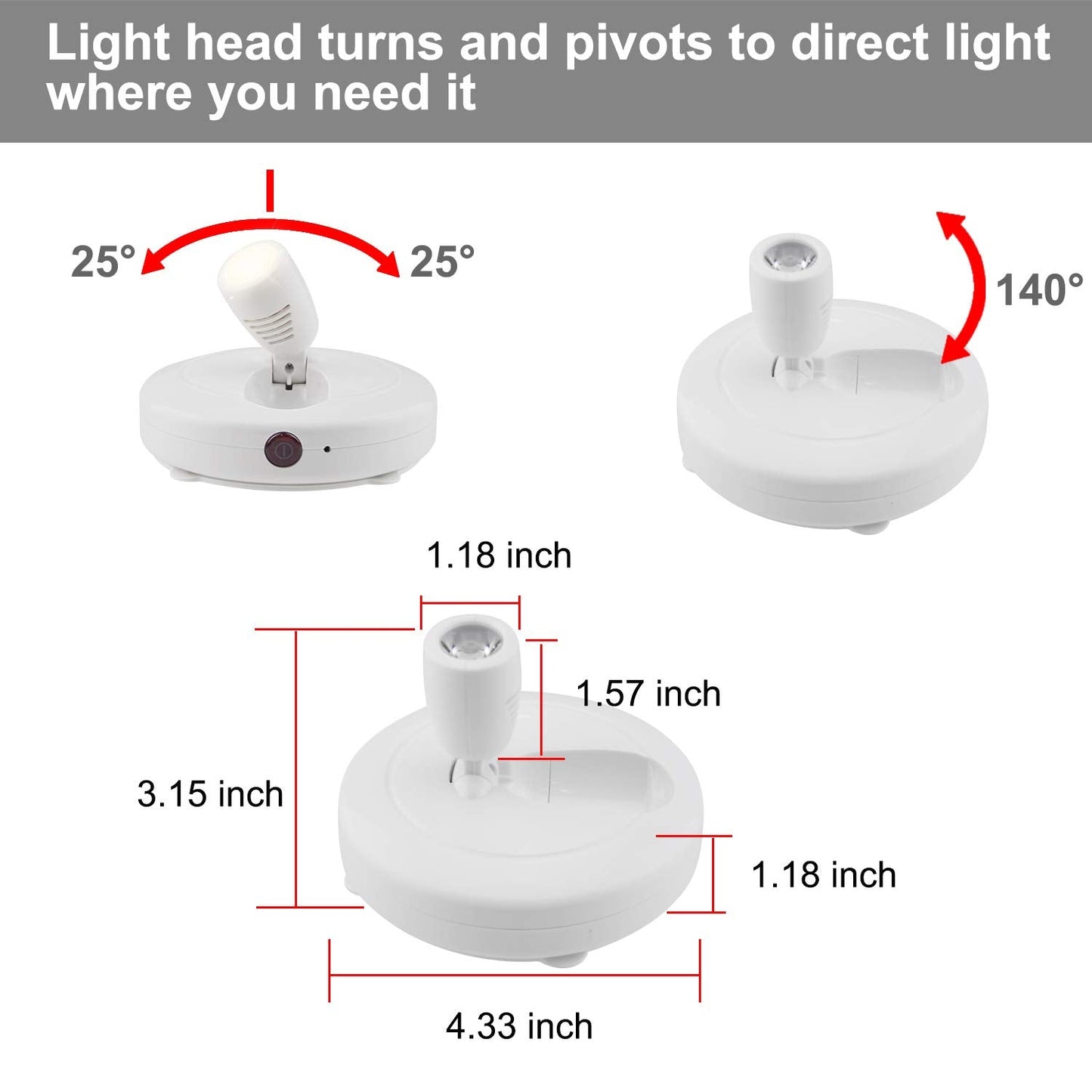 Skorter | Luxsway Wireless LED Spotlights - Dimmable Accent Light With Remote Control, Battery-Powered, 2-Pack