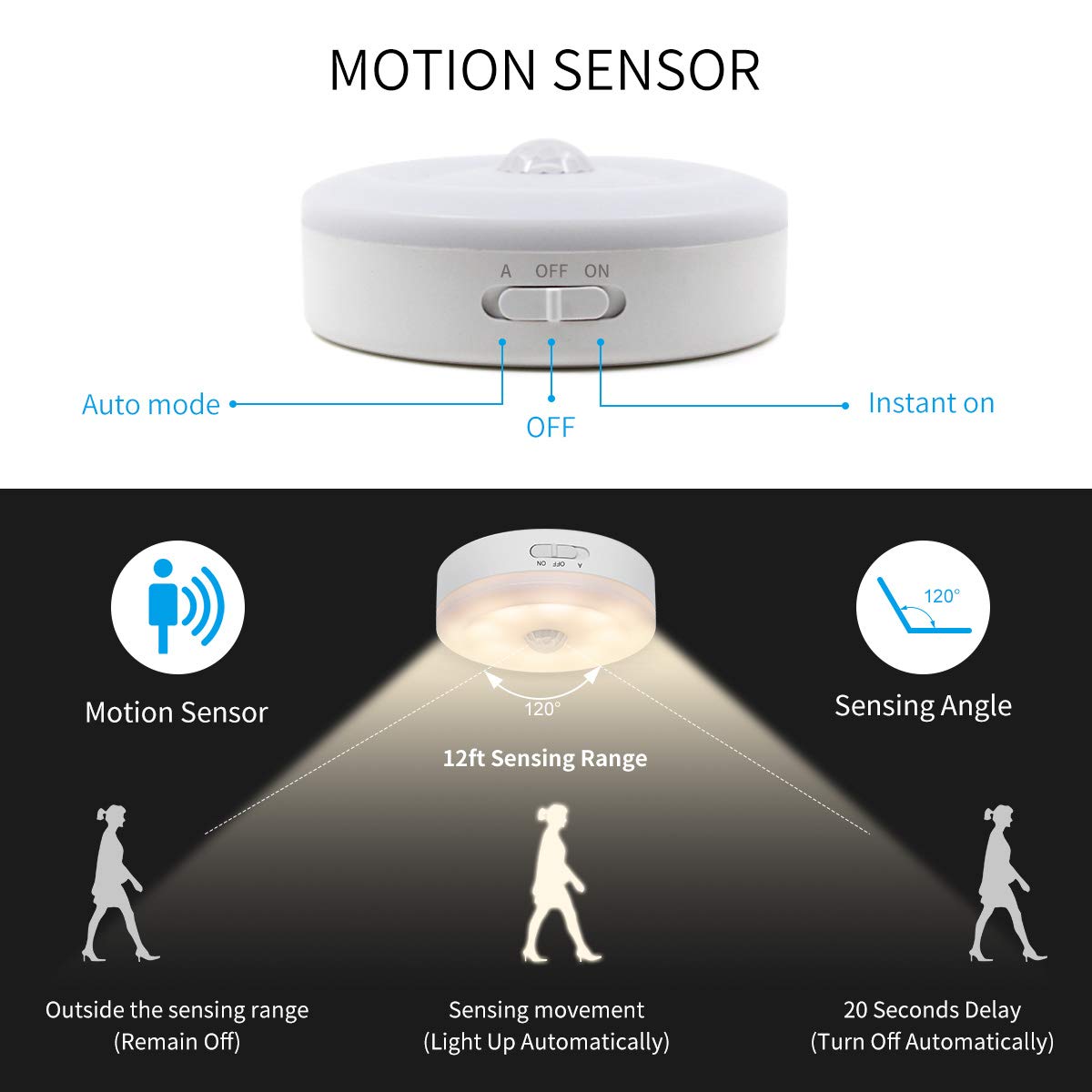 Skorter | My beauty light warm white motion sensor LED puck light - rechargeable, wireless, 2-pack