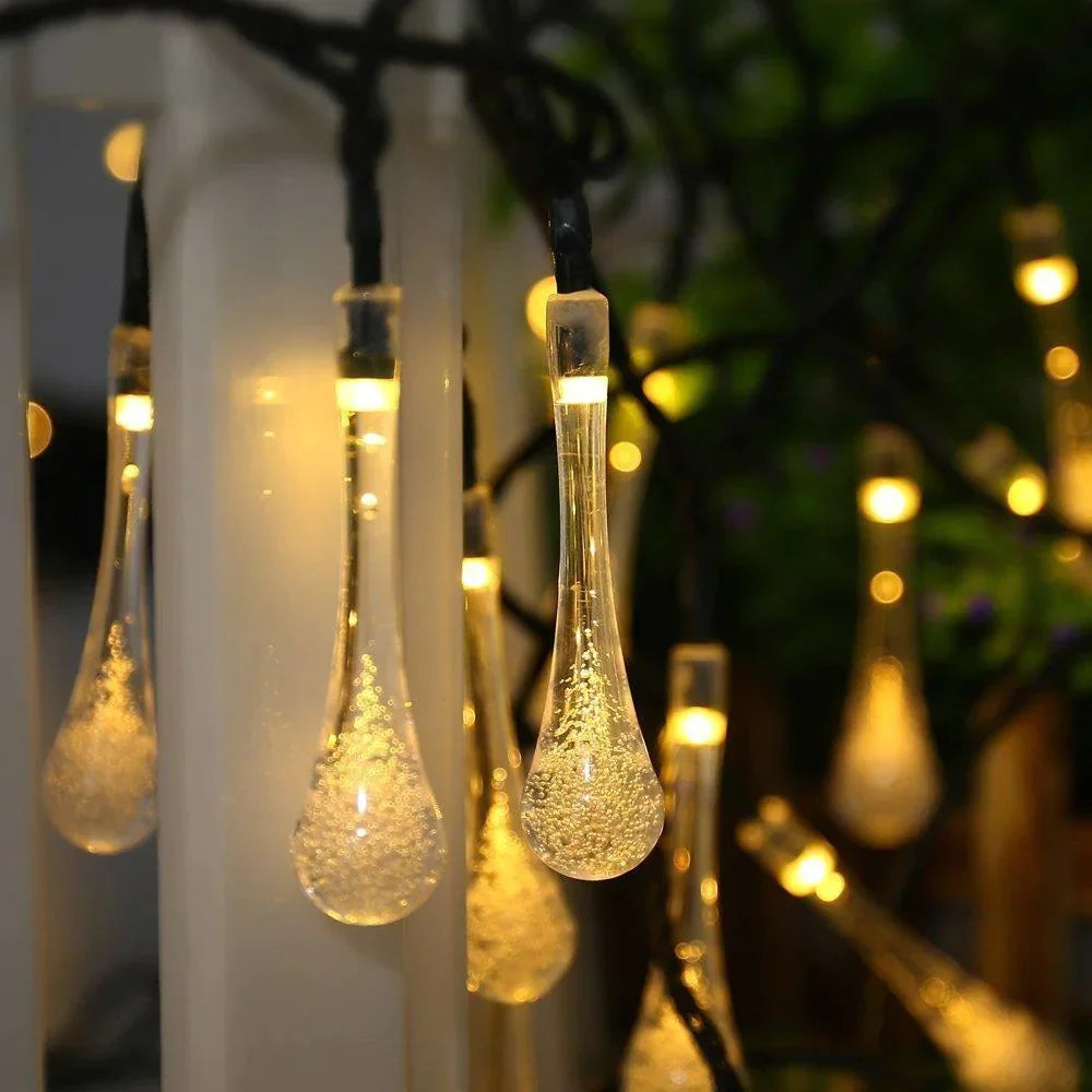 skorter | Outdoor Solar String Lights, Garden Decor LED Water Droplets Waterproof Lights