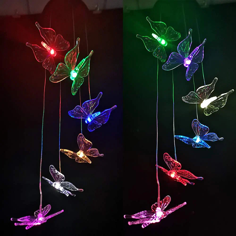 Skorter | SolarGlow - LED Mood Lighting with Butterflies – Colorful Sun Garden Lamps for Outdoor