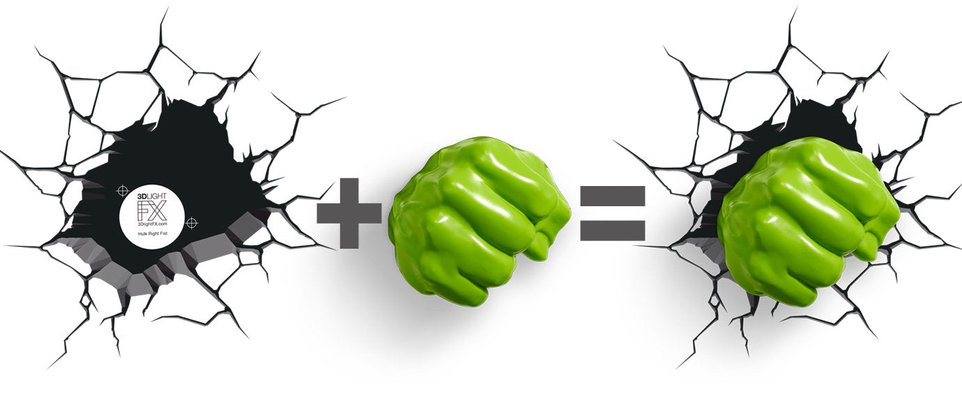 Skorter | 3D Light Fx Hulk Fist 3D Deco Light - Green Plastic Wall Lamp For Marvel Fans