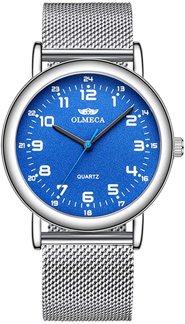 Skorter | OLMECA Men’s Watch Wrist Watches Analog Quartz Waterproof Stainless Steel Mesh Band Simple Watch for Men 709wd