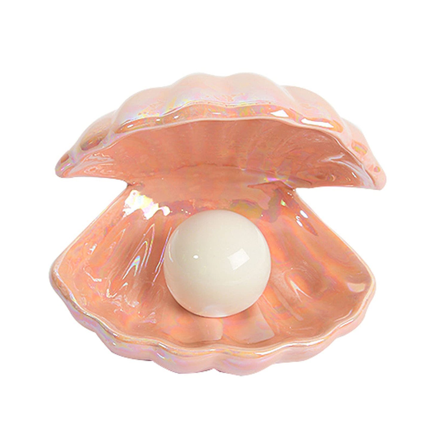 Skorter | Binaryabc Pink Ceramic Shell Pearl Led Lamp - Portable Night Light & Christmas Gift