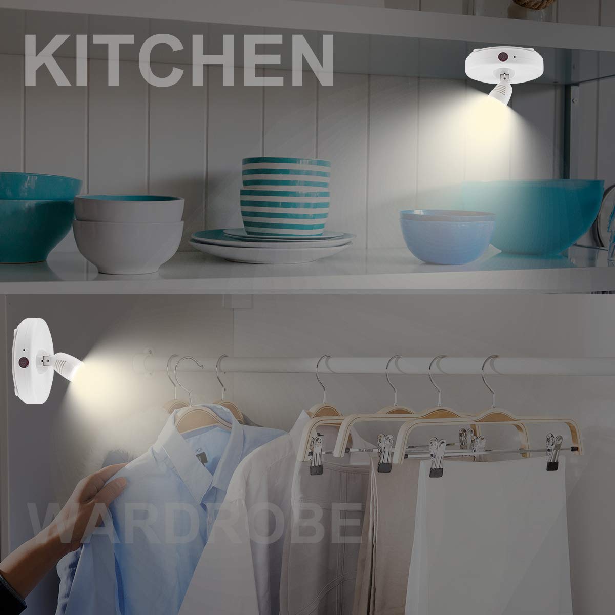 Skorter | Luxsway Wireless LED Spotlights - Dimmable Accent Light With Remote Control, Battery-Powered, 2-Pack