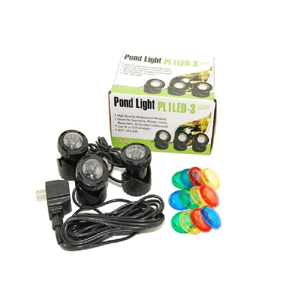 Skorter | Jebao submersible LED pond lamp set of 3 with photocell sensor - white plastic