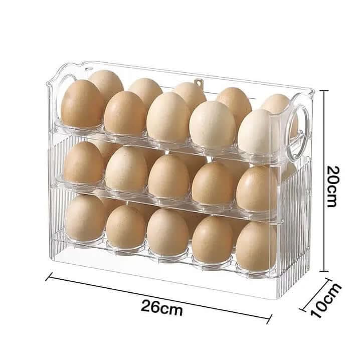 Skorter | Clear Egg Organizer – Space-Saving Rolling Fridge Storage