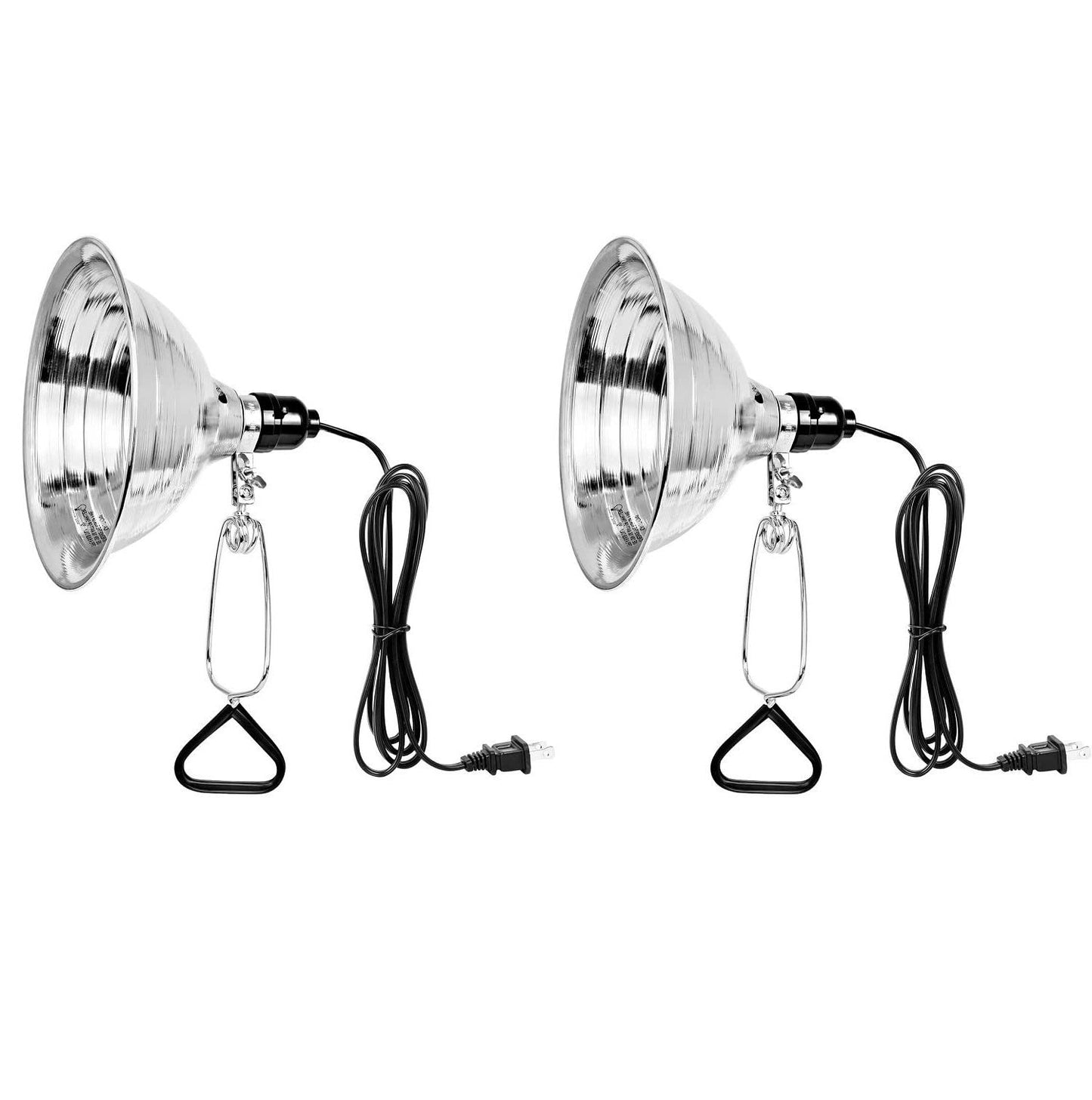 Skorter | Simple Deluxe Clamp Lamp 150W, 8.5" Aluminum Reflector, 6Ft Cable, 2 Pack, Black