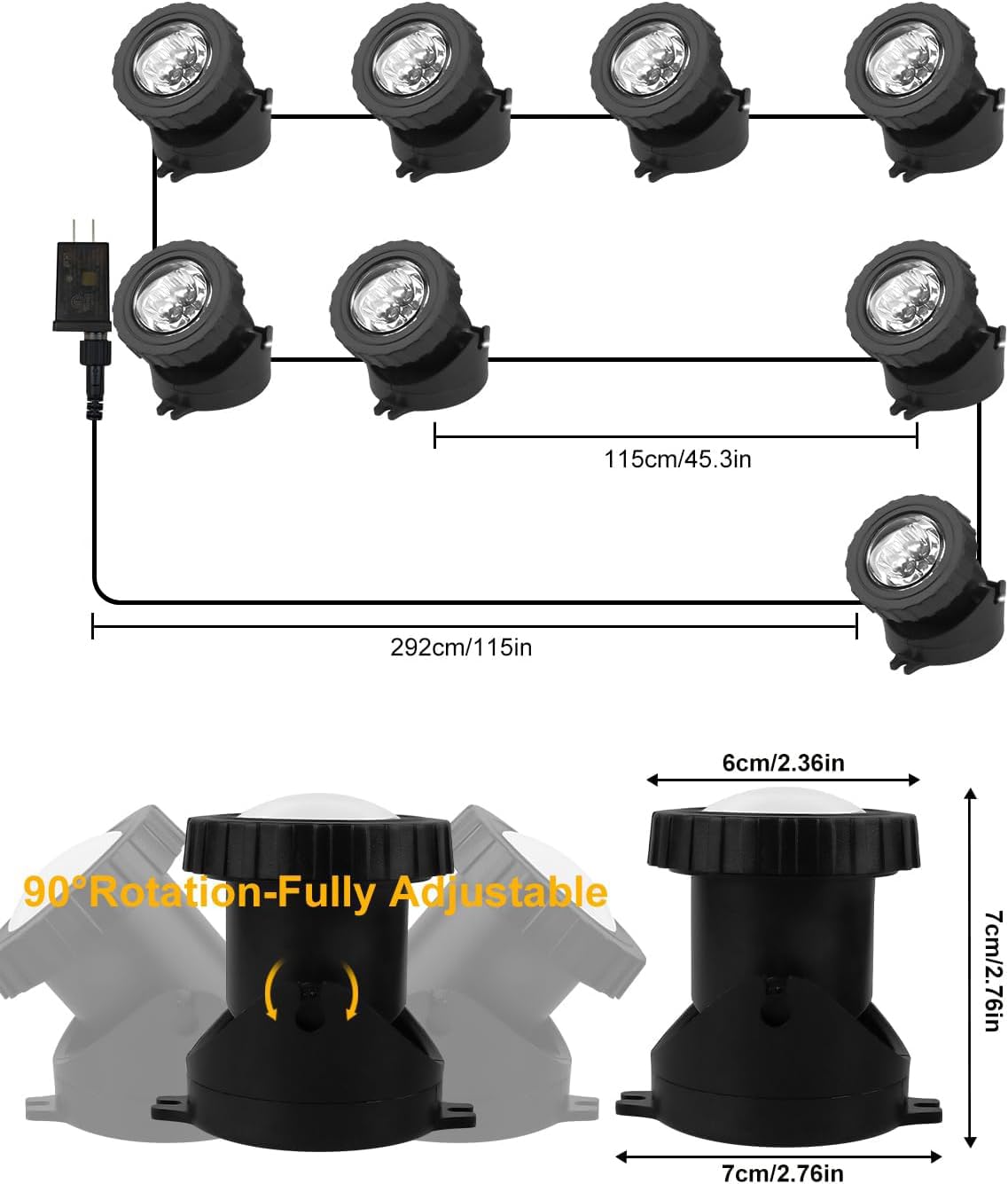 Skorter | Crepow Rgb Underwater Pond Lights - Led Submersible Spotlights, Bluetooth, Ip68 Waterproof, Set with 8