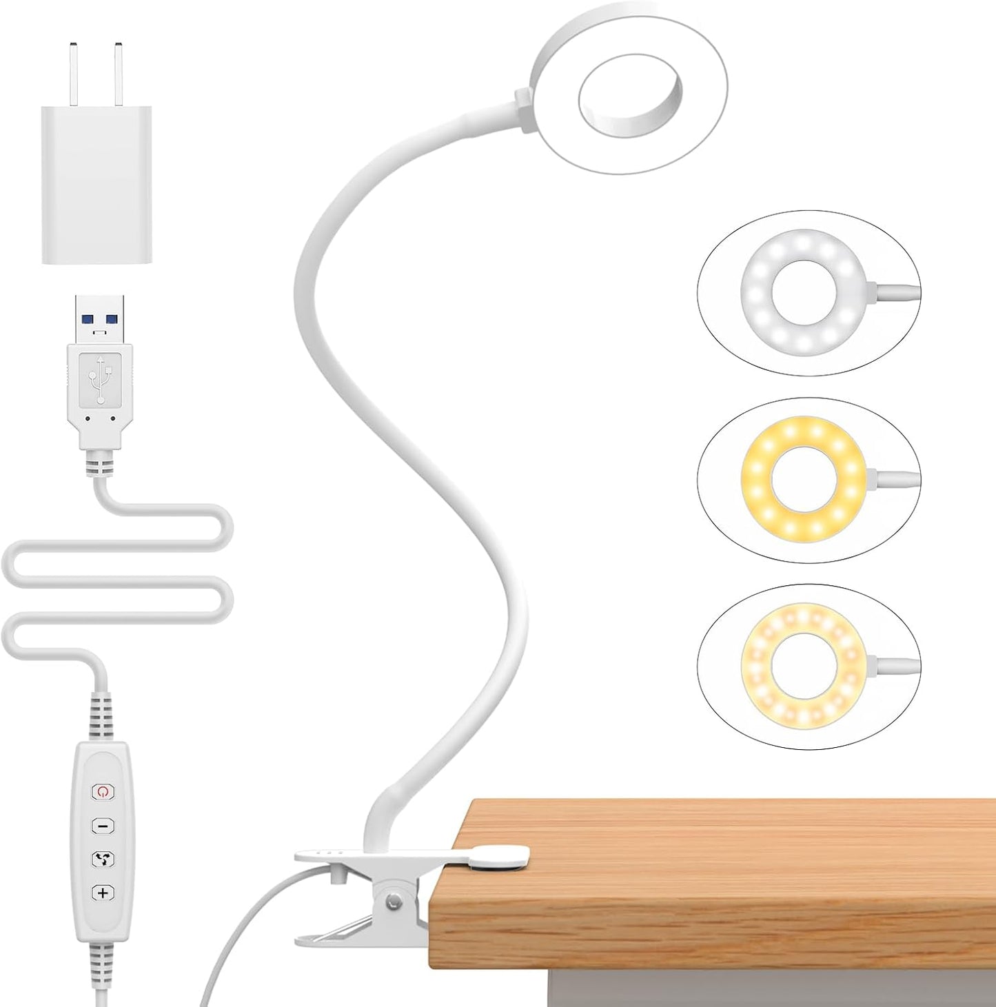 Skorter | 3 Colour Modes LED Desk Clamp Lamp with  & Flexible Gooseneck – Selvara (1+1 FREE)