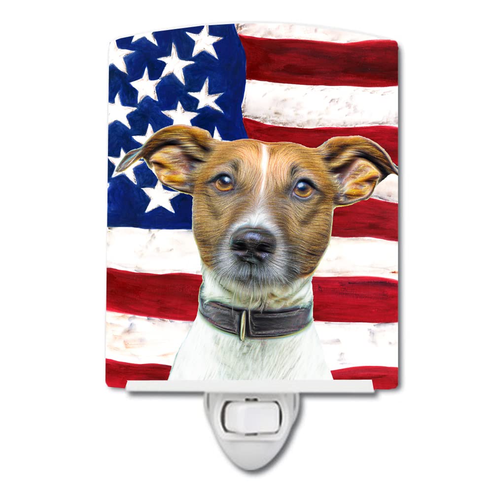 Skorter | Caroline's Treasures Jack Russell Terrier Ceramic Night Light - USA Flag, UL Approved, 6X4X3"