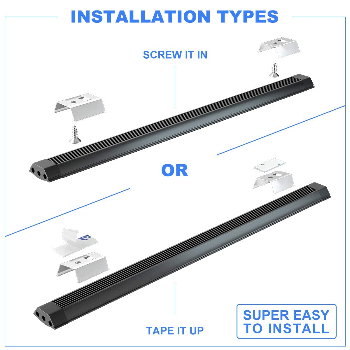 Skorter | Myplus 12" Touch Activated Dimmable Led Under Cabinet Light - Cool White 6000K, Plug-In, Black