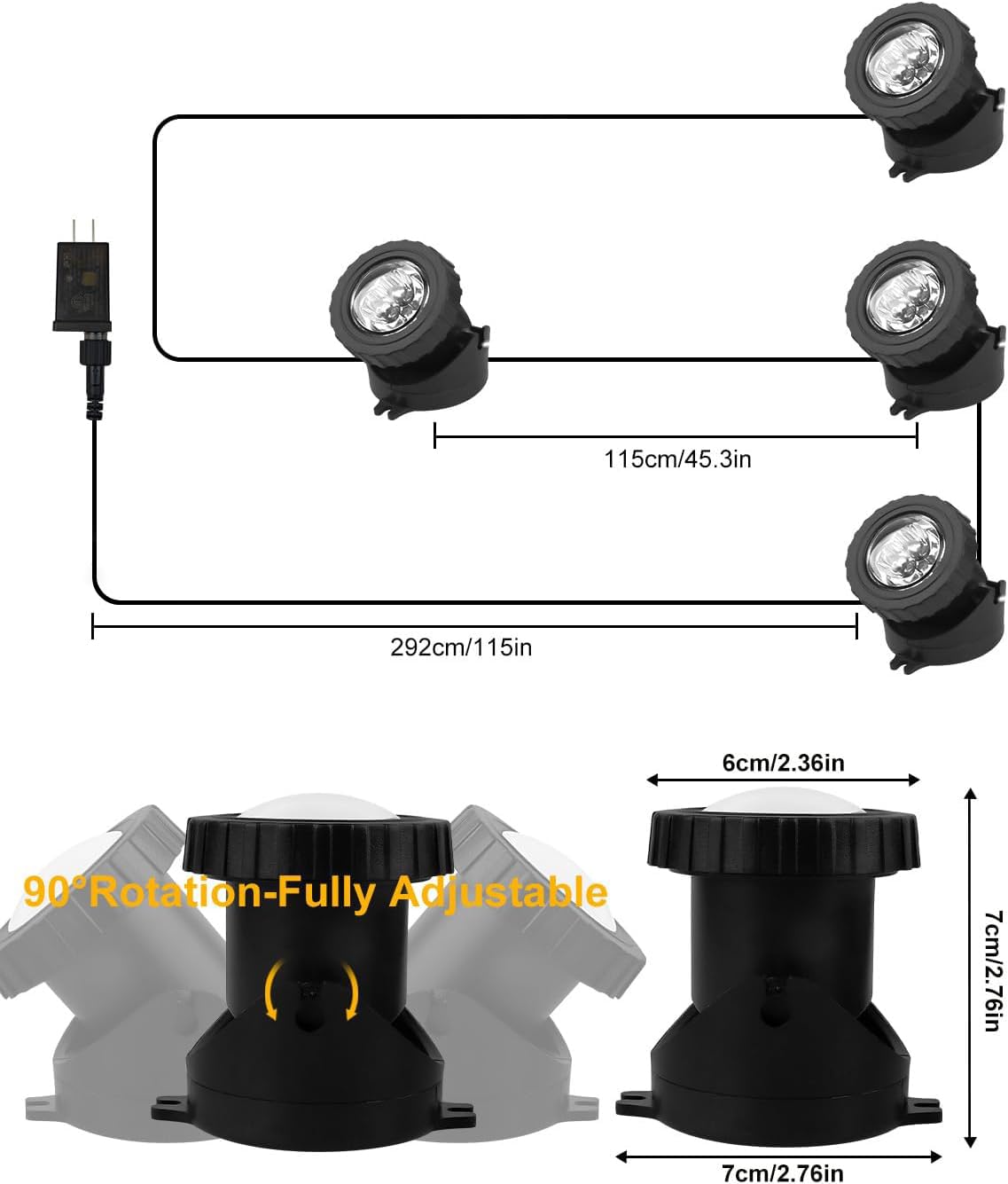 Skorter | Crepow Rgb Underwater Pond Lights - Bluetooth-controlled Led Spotlight for Garden & Pool (Set of 4)