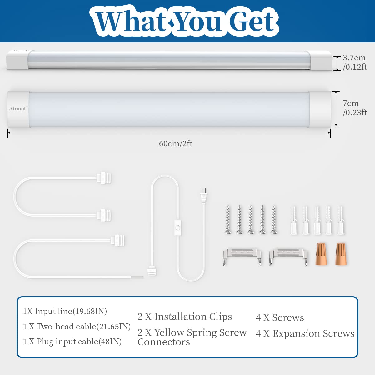 Skorter | Airand Led Shop Light 2Ft/4Ft, Linkable 5000K, 1800 Lm, With Cable