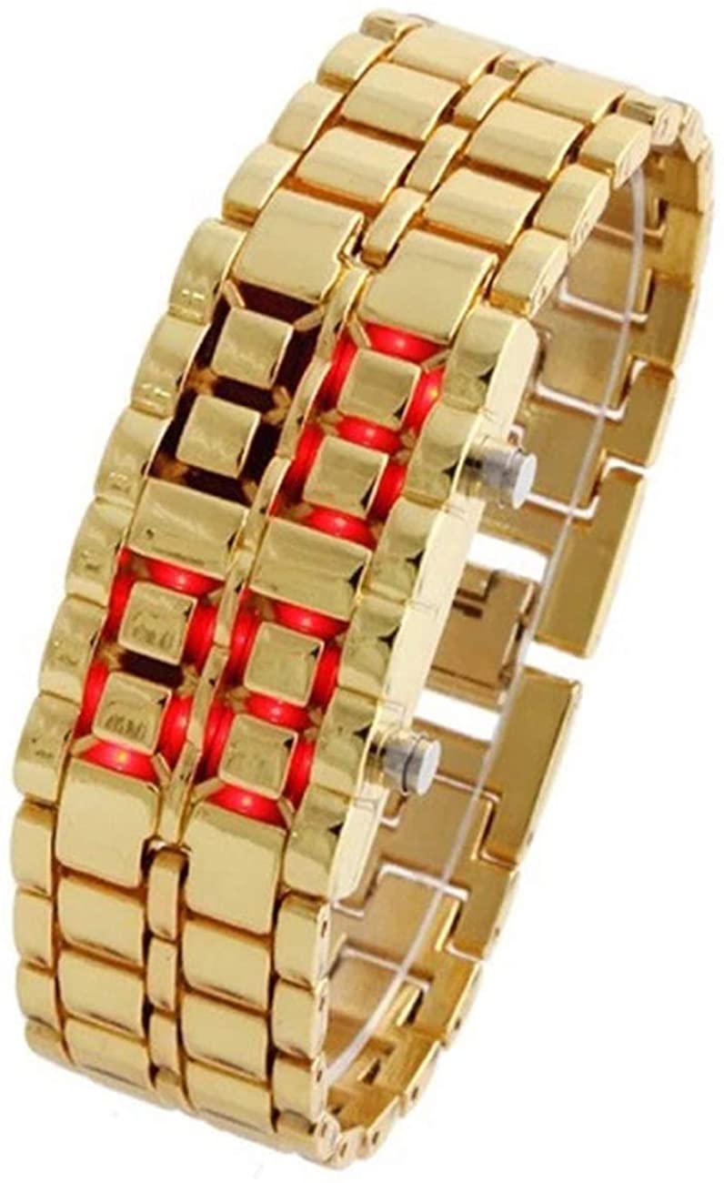Skorter | Mens Casual Simple Youth Sports Watch Electronic Binary Digital LED Lava Alloy Rectangular Chain Watches