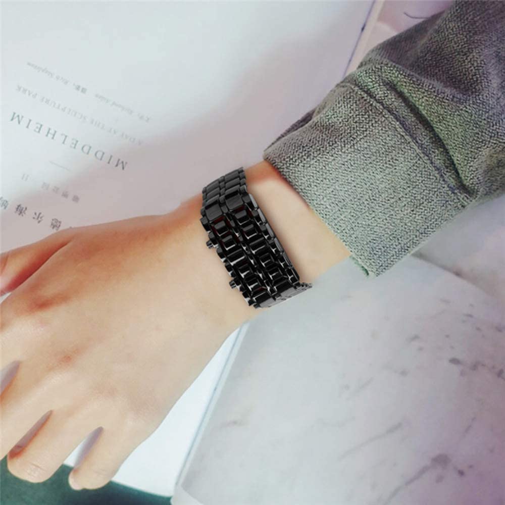 Skorter | Mens Casual Simple Youth Sports Watch Electronic Binary Digital LED Lava Alloy Rectangular Chain Watches