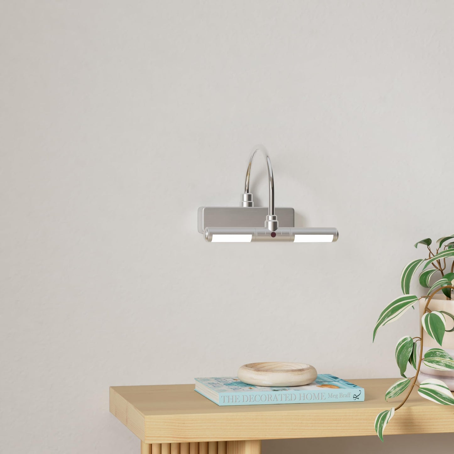 Skorter | Biglight LED Picture Lighting, Battery Powered, Remote Control, Timers, Dimmer, 8.8", Silver