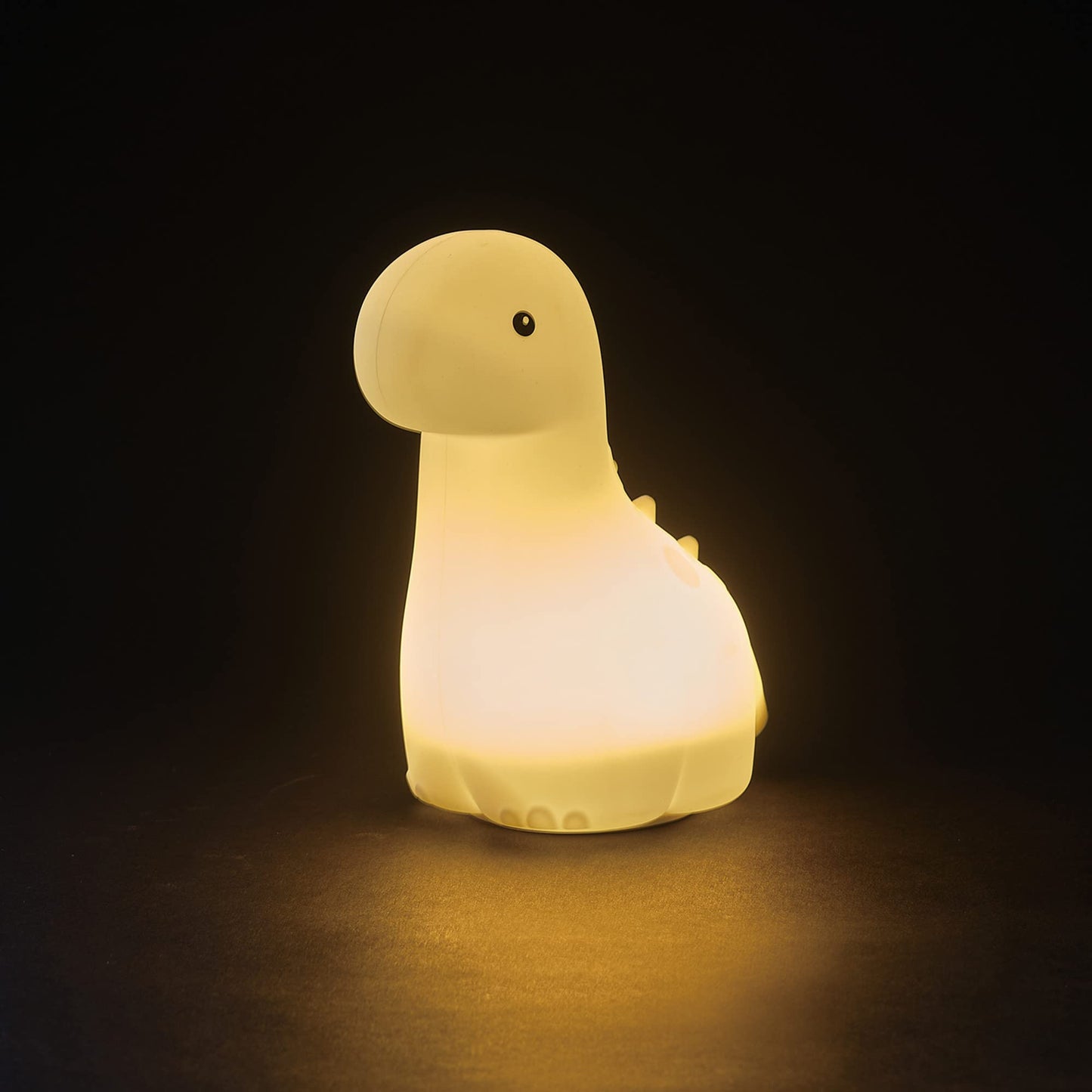 Skorter | Globe Electric Brontosaurus Led Night Light - Multicolored, Rechargeable Silicone Table Lamp, White