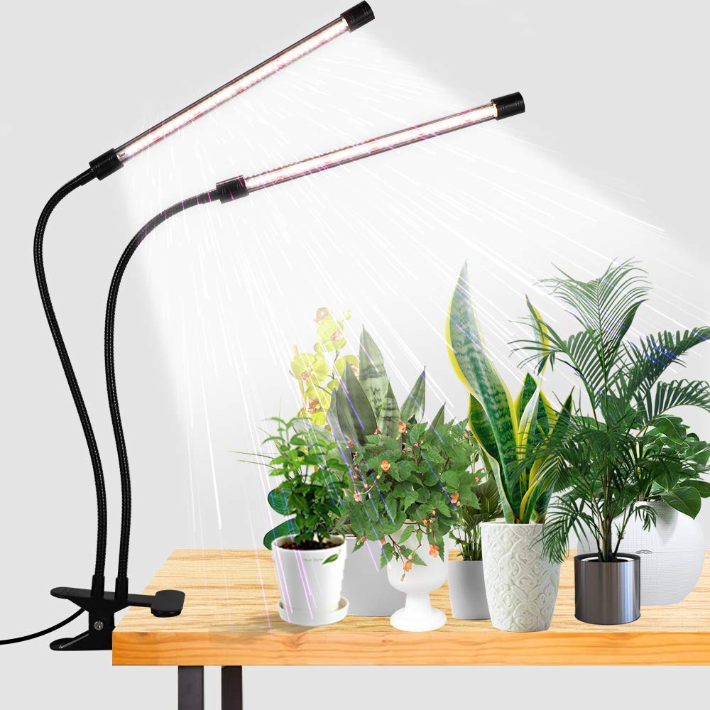 Skorter | Gooingtop Led Growth Light, 6000K Full Spectrum Clip Plant Growth Lamp With White Red Leds For Indoor Plants, 5-Level Dimmable, Auto On Off Timing 4 8 12 Hours