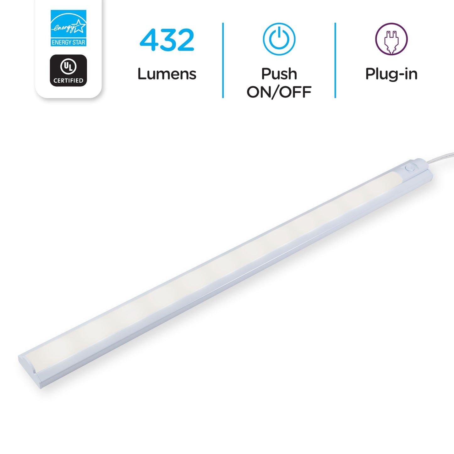 Skorter | Enbrighten 22" Led Under Cabinet Light Fixture, Bright White 3000K, 432 Lumens, Plastic