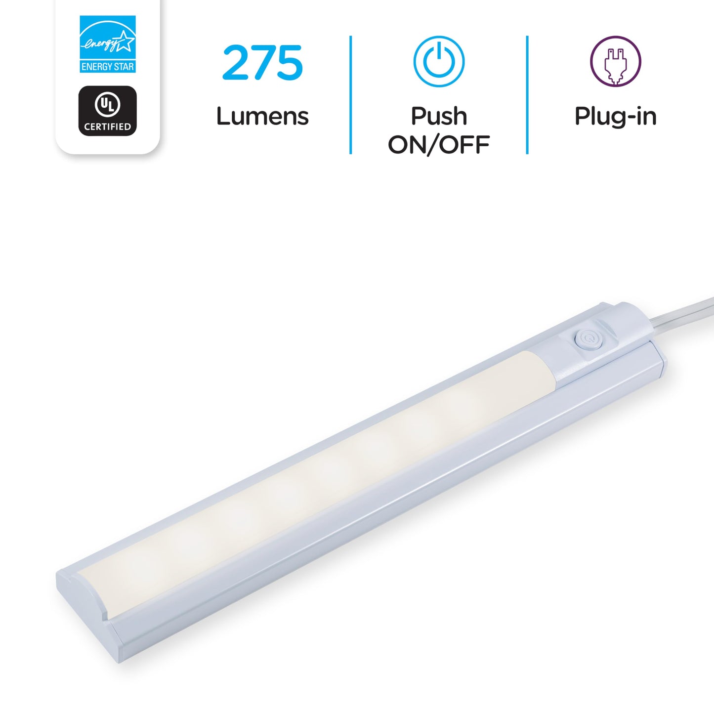 Skorter | Enbrighten 10" Led Under-Cabinet Lighting, 3000K Clear White, 275 Lumen, Plastic Housing