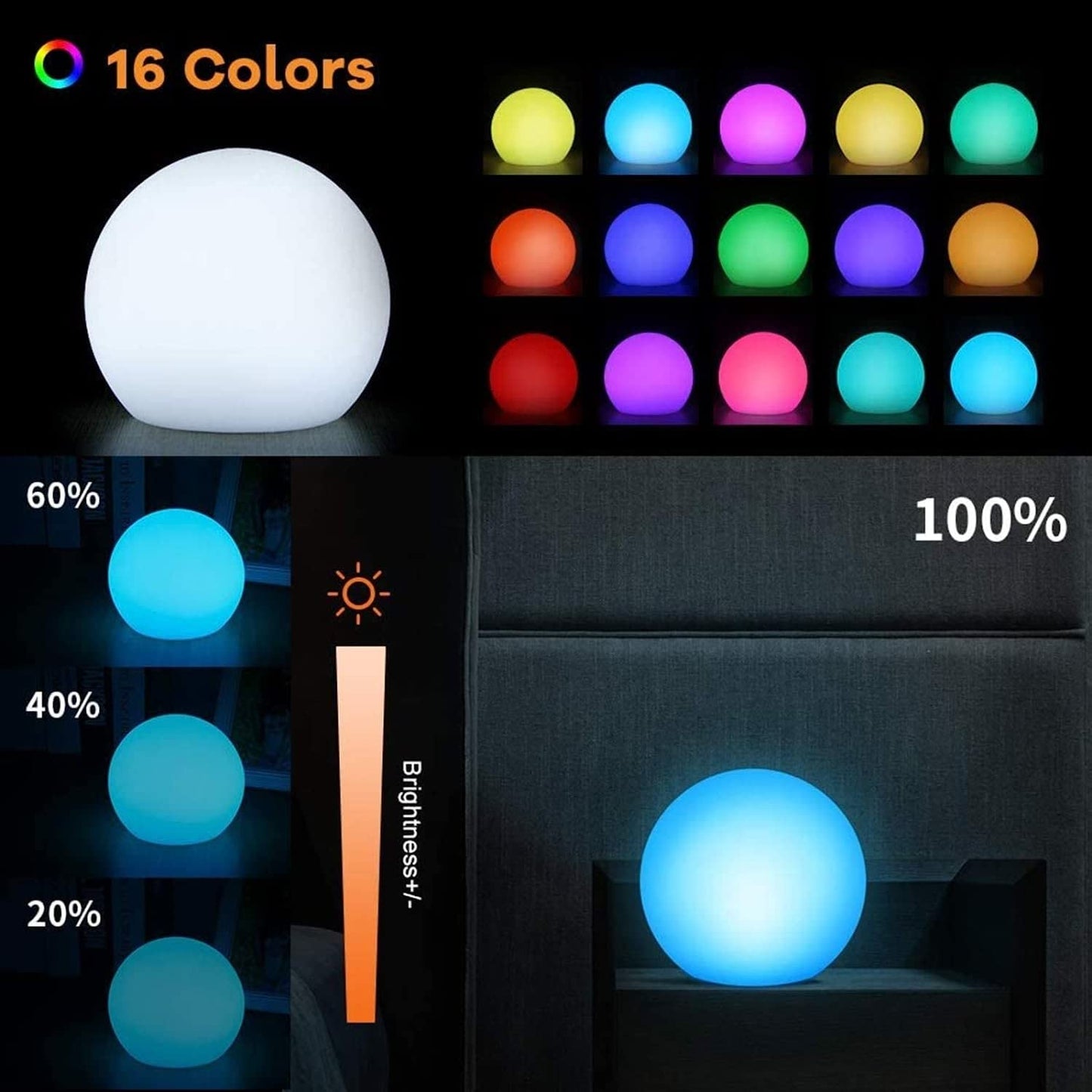 Skorter | Borelor 3-inch floating pool light, Ip68 waterproof 16 color globe lamp, 6 pack
