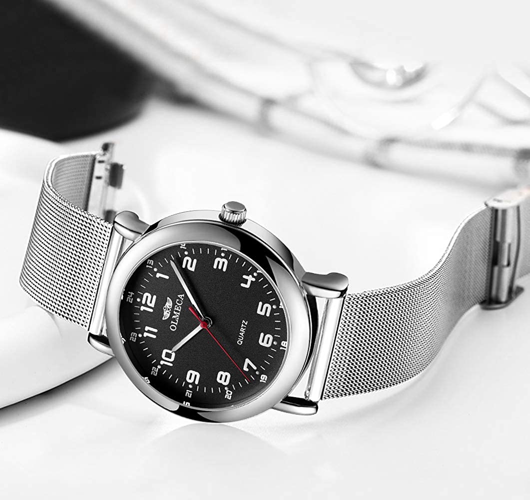 Skorter | OLMECA Men’s Watch Wrist Watches Analog Quartz Waterproof Stainless Steel Mesh Band Simple Watch for Men 709wd