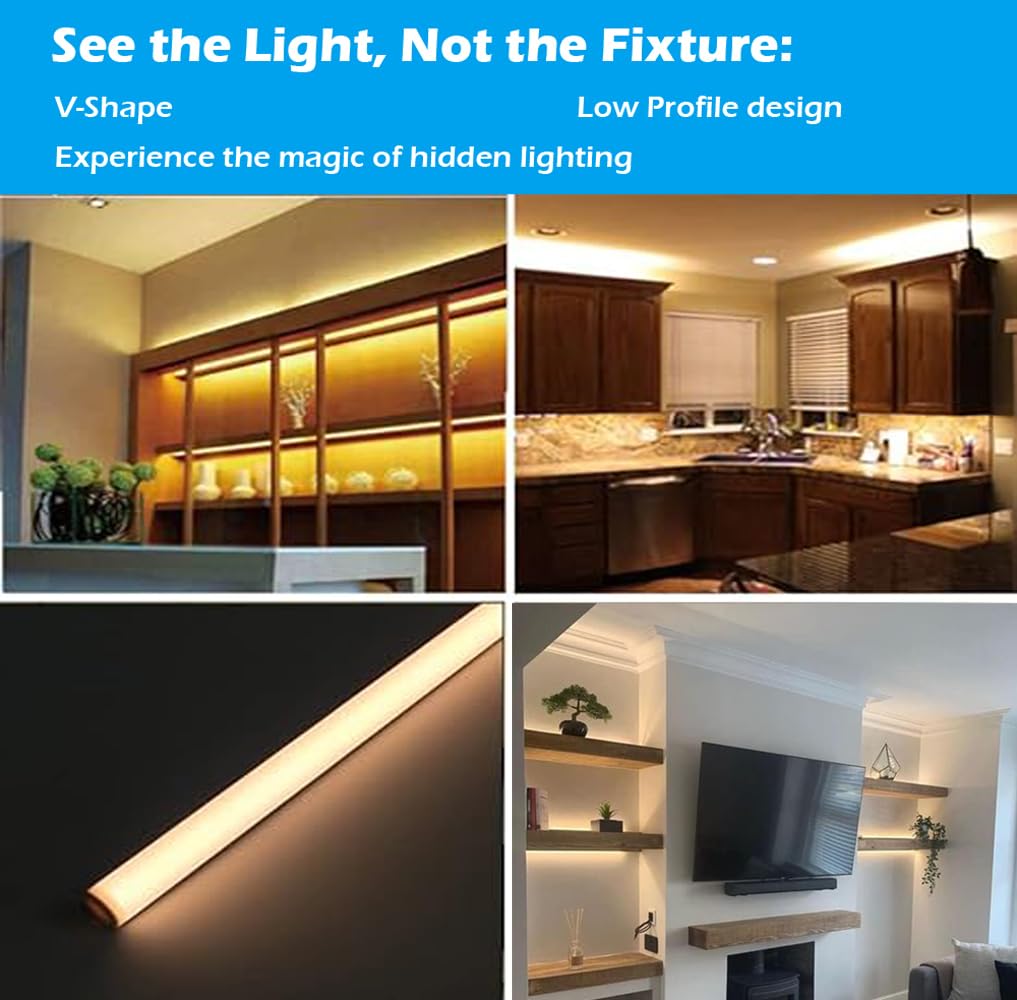 Skorter | Cefrank V-shaped LED shelf lighting 4X 12" warm white 3000K - 1200Lm display cabinet