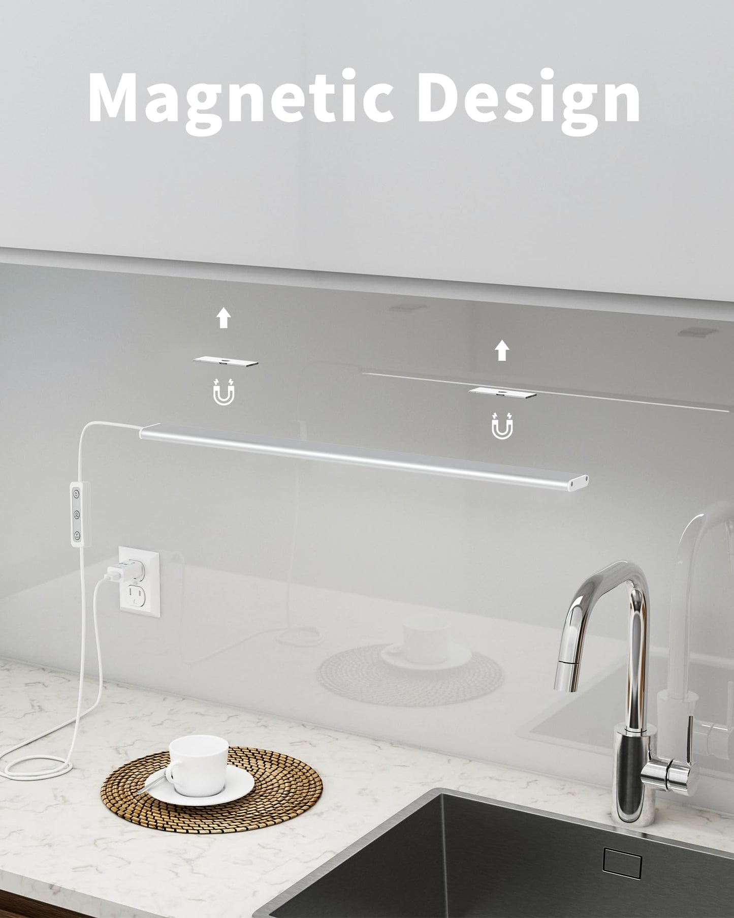 Skorter | Asoko 16" Dimmable LED Under-Cabinet Lighting, Warm White, Memory Function For Kitchen & Desk