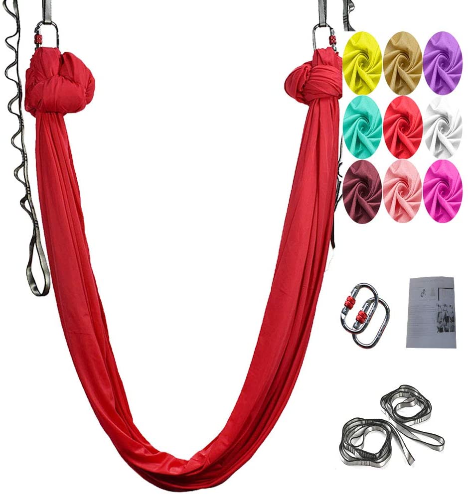 Skørter | Aerial Yoga Swing Set, L:5M W:2.8M Anti Gravity Hammock Inversion Exercises Includes 2 Carabiners, 2 Daisy Chain, 1 Hanging Instructions.