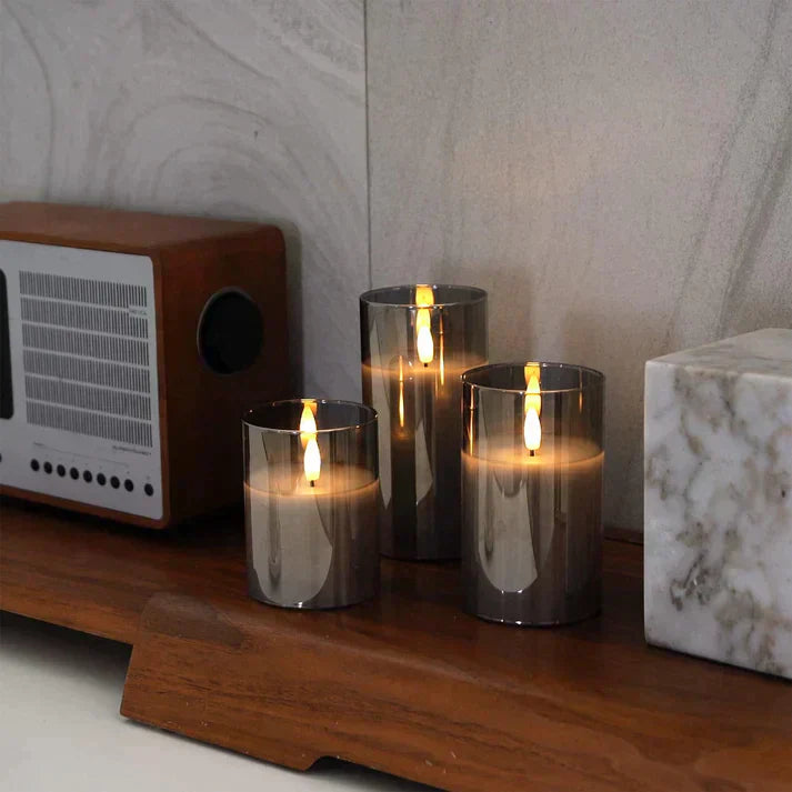 Skorter | Realistic Flame Effect LED Candle Holder Set – Elegant Wax Candle Holders with Remote Control