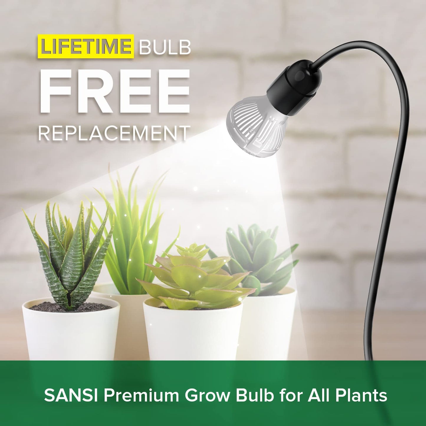 Skorter | Sansi 150W Full Spectrum Led Grow Light With Timer & Goose Neck, Free Light Bulb Replacement, Black