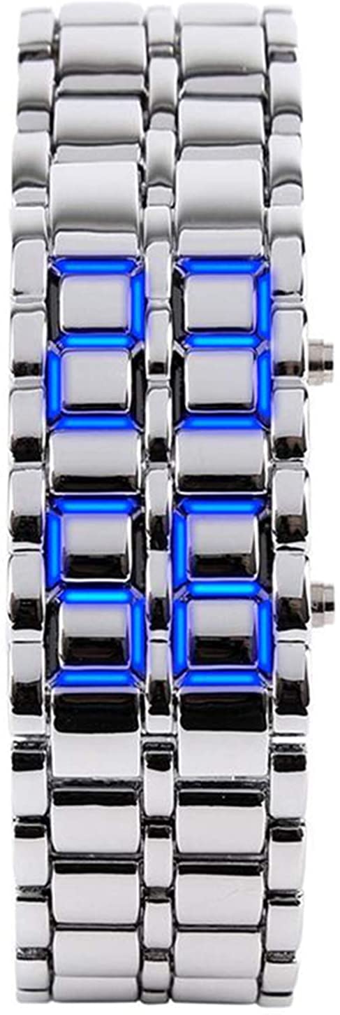 Skorter | Mens Casual Simple Youth Sports Watch Electronic Binary Digital LED Lava Alloy Rectangular Chain Watches