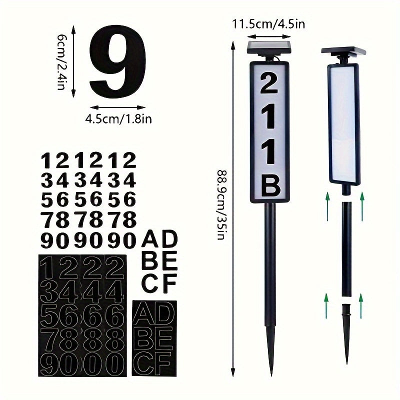 Skorter | Solar Powered LED House Number Light – Weather-Resistant Outdoor Address Sign with Stake – Easy Installation, Energy-Efficient, Durable – 35 Inch Height for Homes