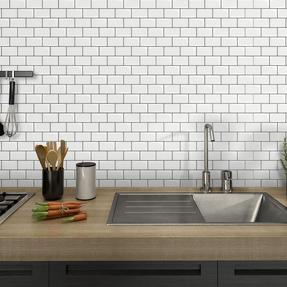 Skorter | 12"x 12" Resin Mosaic Tiles Square Self-Adhesive Tiles for Backsplash & Wall Tile