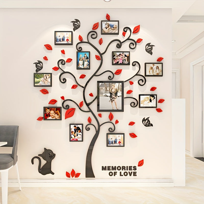 Skorter | 1 Set Acrylic Wall Decoration - 3D Creative Photo Tree for Family & Pets, Self-Adhesive Wall Sticker for Living Room, Hallway, Veranda, Share Special Memories