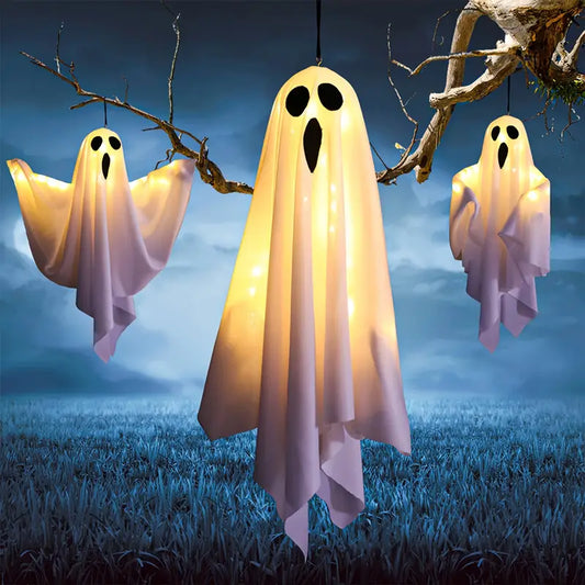 Skorter | Set of 3 LED Hanging Ghost Decorations for Halloween