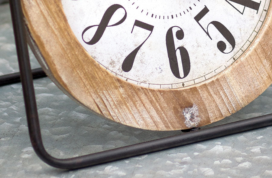 Skorter | Rustic Wood and Metal Easel Clock
