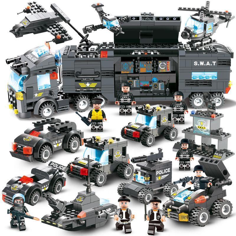 Skorter | 8 IN 1 City Police Truck Station Building Block Series SWAT Toy Gift For Kids