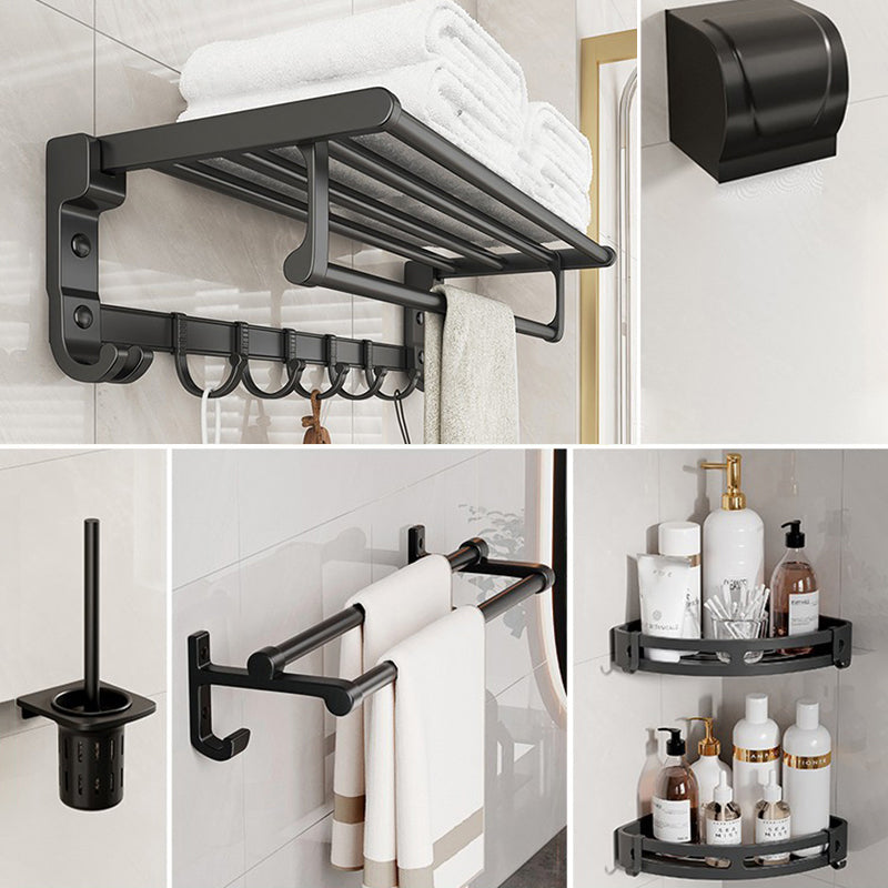 Skorter | Chrome/Black Classic Bathroom Accessories Set Modern Bath Shelf/Towel Bar & Paper Holder